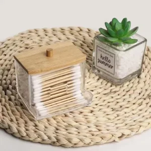 Caja Organizadora de Baño con Tapa de Bambú